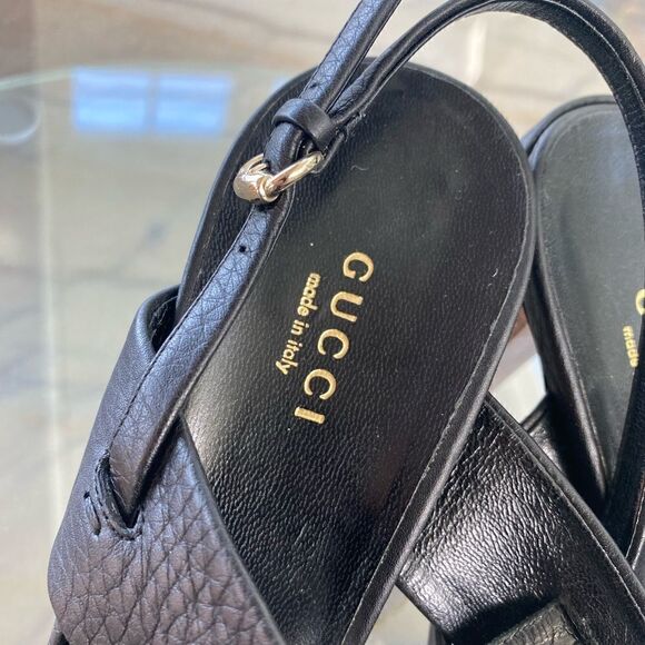GUCCI Black Leather Heel with Bamboo Detail- Size 9.5 - Picture 5 of 15